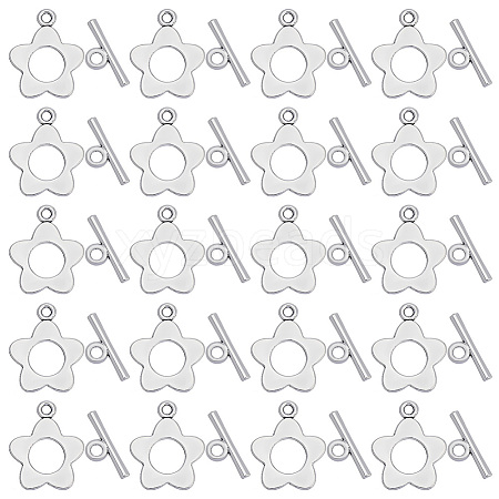 SUNNYCLUE 100Pcs Flower Tibetan Style Alloy Toggle Clasps FIND-SC0008-10-1