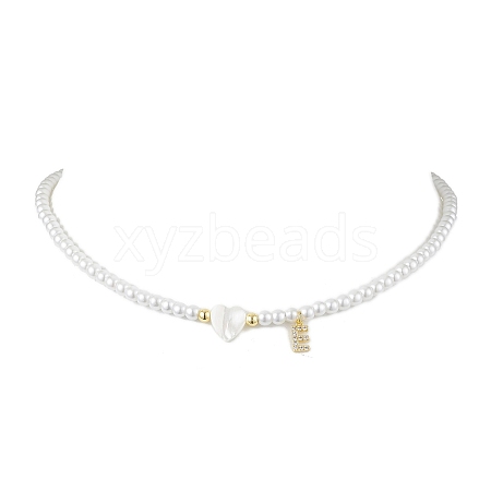 Brass Micro Pave Grade AAA Cubic Zirconia Letter Pendant Necklaces NJEW-JN04771-05-1
