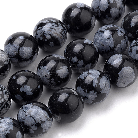 Natural Snowflake Obsidian Beads Strands G-S259-20-10mm-1