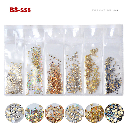 Glass Rhinestone Flat Back Cabochons MRMJ-T009-034B-SS5-1