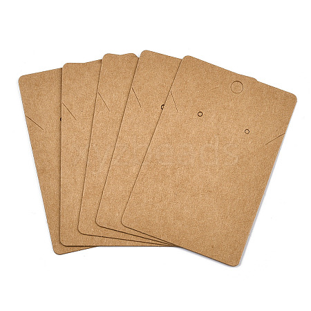 Rectangle Kraft Paper One Pair Earring Display Cards with Hanging Hole CDIS-YWC0001-02-1