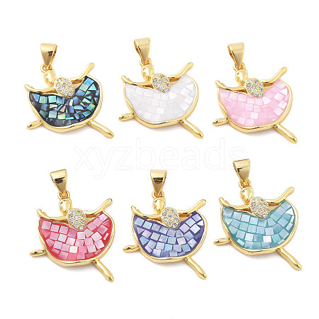 Rack Plating Brass Micro Pave Cubic Zirconia Pendants KK-K380-13G-1