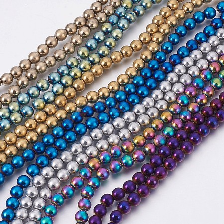 Electroplate Non-Magnetic Synthetic Hematite Beads Strands G-F585-D-6mm-1