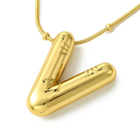 Ion Plating(IP) Initial Letter 304 Stainless Steel Pendant Necklace NJEW-R265-05G-V-1