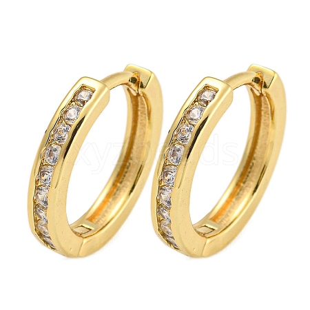 Rack Plating Round Ring Brass Micro Pave Clear Cubic Zirconia Hoop Earrings KK-F876-33G-1