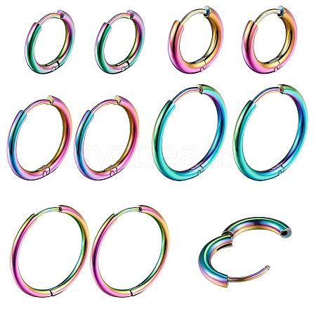 5 Pairs 5 Style Ion Plating(IP) 304 Stainless Steel Small Huggie Hoop Earrings EJEW-SZ0001-52-1