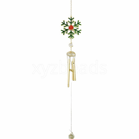 Christmas Alloy Snowflake & Iron & Eanmel Wind Chime PW-WGB12F7-03-1