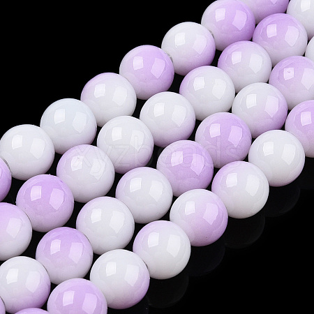 Two Tone Opaque Baking Painted Glass Beads Strands DGLA-Q027-8mm-02-1