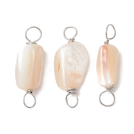 Natural Seashell Nuggets Links Connector Charms PALLOY-JF02840-1