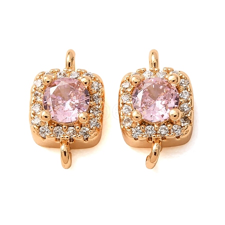 Brass Pave Pink Cubic Zirconia Connector Charms CU-CBAEC99-14G-1