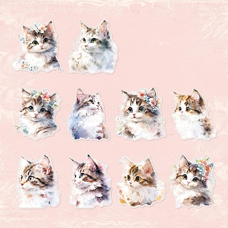 10Pcs 10 Styles Waterproof PET Stickers Set DIY-M002-01D-1