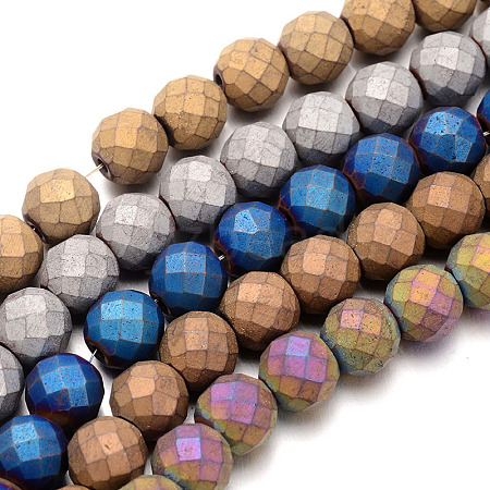 Frosted Electroplated Non-magnetic Synthetic Hematite Bead Strands G-E304-54-1