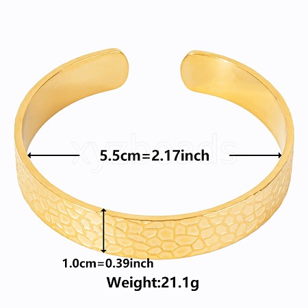 Vintage Texture 304 Stainless Steel Cuff Bangles for Women SU6795-2-1