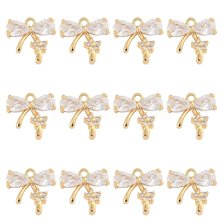 10Pcs Brass Micro Pave Cubic Zirconia Pendants KK-YW0003-15-1