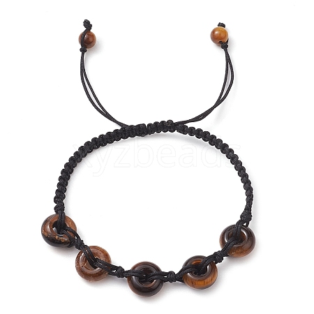 Natural Tiger Eye Rondelle Braided Bead Bracelets BJEW-TA00492-02-1