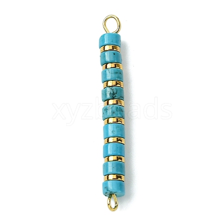 Dyed Natural Magnesite & Electroplated Synthetic Non-magnetic Hematite Heishi Connector Charms PALLOY-JF03291-05-1