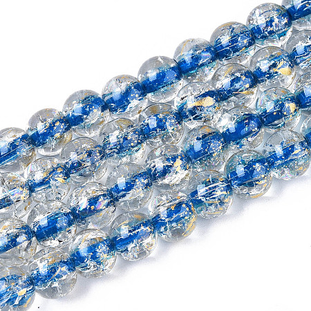 Crackle Transparent Glass Beads Strands GLAA-N030-8mm-01E-1