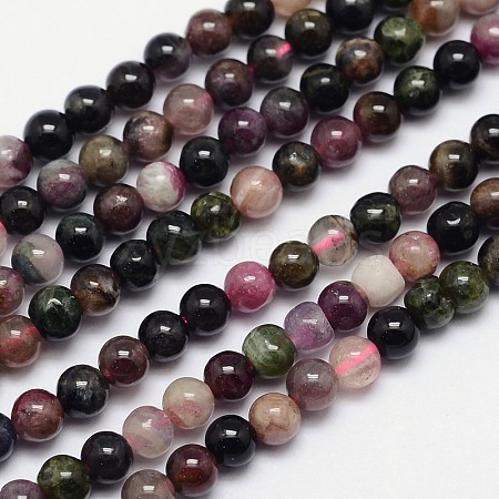 Natural Tourmaline Round Bead Strands LS-G-I162-01-4mm-1