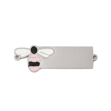 304 Stainless Steel Pink Enamel Connector Charms STAS-P377-16P-B-1