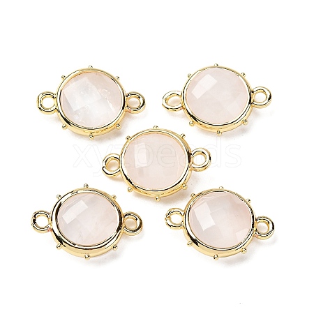 Brass Natural Quartz CrystalConnector Charms KK-Z096-01G-04-1