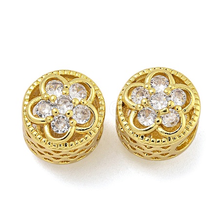 Rack Plating Brass Micro Pave Cubic Zirconia Beads KK-I718-40G-1