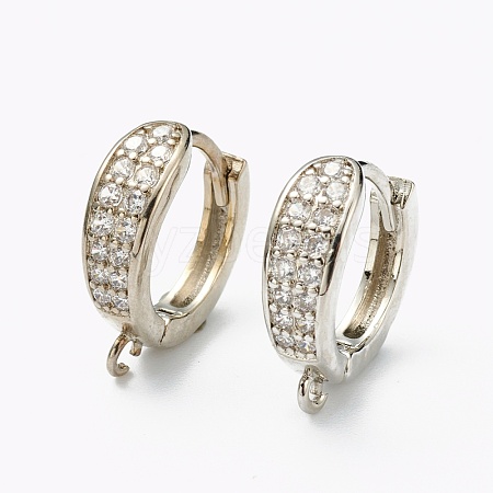 Brass Micro Pave Clear Cubic Zirconia Stud Earring Findings ZIRC-L097-024P-1