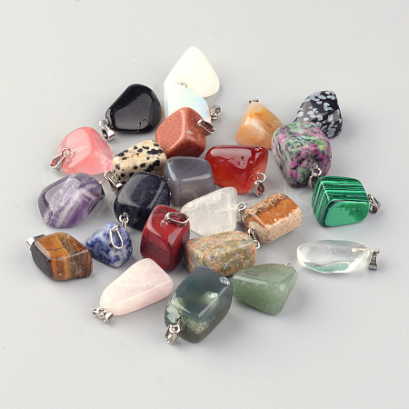 Natural & Synthetic 24 Style Mixed Stone Pendants G-S045-14A-1