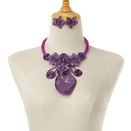 Alloy Aluminum and Acrylic Resin Jewelry Sets FS-WGFFF05-01-1