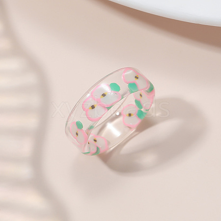 Summer Transparent Resin Fruit Pattern Finger Rings for Women WGF91BA-01-1