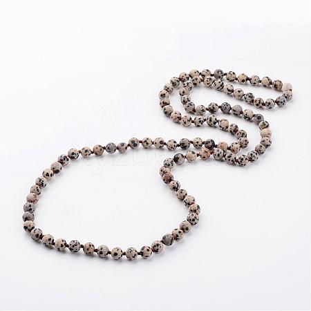 Natural Dalmatian Necklaces NJEW-D264-12-1