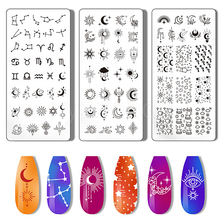 Stainless Steel DIY Nail Art Templates MRMJ-WH0092-011-1