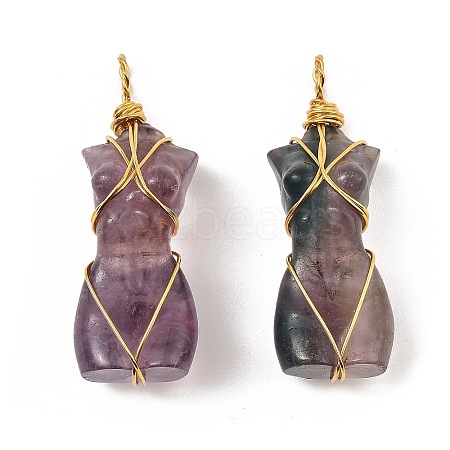 Natural Fluorite Pendants G-K338-30G-01-1