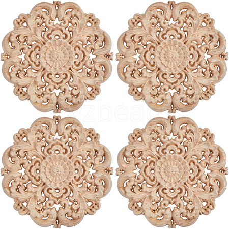 Rubber Wood Carved Onlay Applique Craft DJEW-WH0015-32A-1