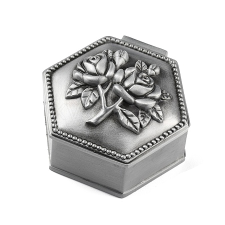Hexagon Shaped Zinc Alloy Jewelry Box OBOX-WH0001-03-1