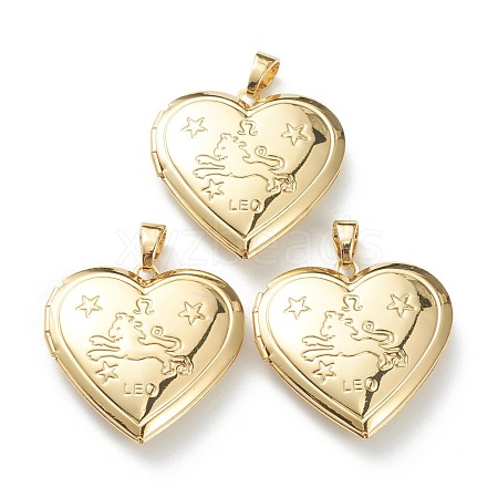 Brass Locket Pendants KK-P199-19G-1