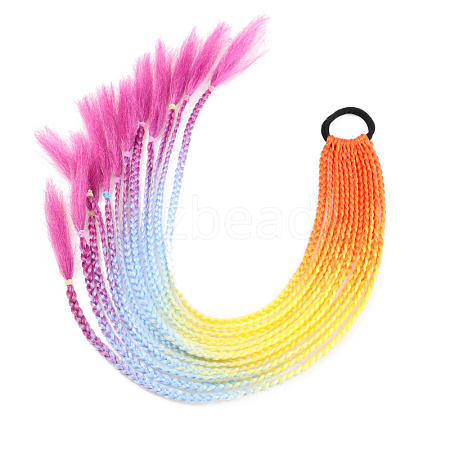 High Temperature Fiber Colored Braids Hair Piece Ponytail Dreadlocks Hair Ornaments OHAR-PW0003-203-21-1