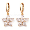 Brass Micro Pave Clear Cubic Zirconia Leverback Earrings EJEW-K300-54G-4