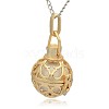 Golden Tone Brass Hollow Round Cage Pendants KK-J235-09G-2