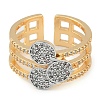 Flat Round Brass Micro Pave Clear Cubic Zirconia Wide Open Cuff Ring for Women RJEW-Q819-21G-2