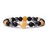 Natural Topaz Jade Heart Beaded Stretch Bracelet PW-WG70241-06-1