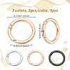 9Pcs 3 Colors Alloy Spring Gate Rings FIND-NB0006-25C-2