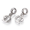 Platinum Rack Plating Alloy Rhinestone European Dangle Charms PALLOY-T048-36P-D-2