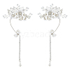 2Pcs 2 Styles Flower Crystal Rhinestone & Plastic Pearl Cuff Earrings EJEW-FH0001-13S-1