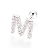 Rhodium Plated 925 Sterling Silver Micro Pave Clear Cubic Zirconia Letter Barbell Cartilage Earrings STER-I018-13P-M-1