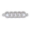 Rack Plating Brass Micro Pave Clear Cubic Zirconia 5 Rings Connector Charms KK-A234-080P-1