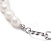 Natural Keshi Pearl Beaded Necklace with 304 Stainless Steel Paperclip Chains for Women NJEW-JN03849-4