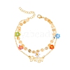 Constellation Alloy & Glass Seed Beads Double Layer Colorful Flower Anklets PW-WGA6E00-05-1