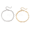 2Pcs 2 Colors 304 Stainless Steel Heart Link Chain Bracelets for Women BJEW-JB13368-2