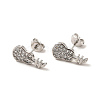 Rack Plating Brass Micro Pave Clear Cubic Zirconia Guitar Stud Earrings EJEW-F301-23-2