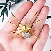 Natural Pyrite & Alloy Spider Display Decorations WG27150-01-2